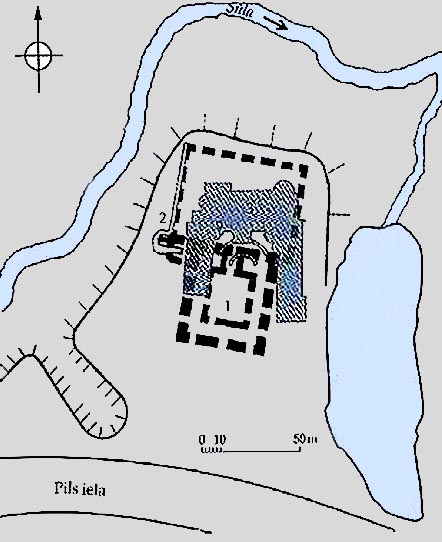 Схема местонахождения Цесвайнского замка