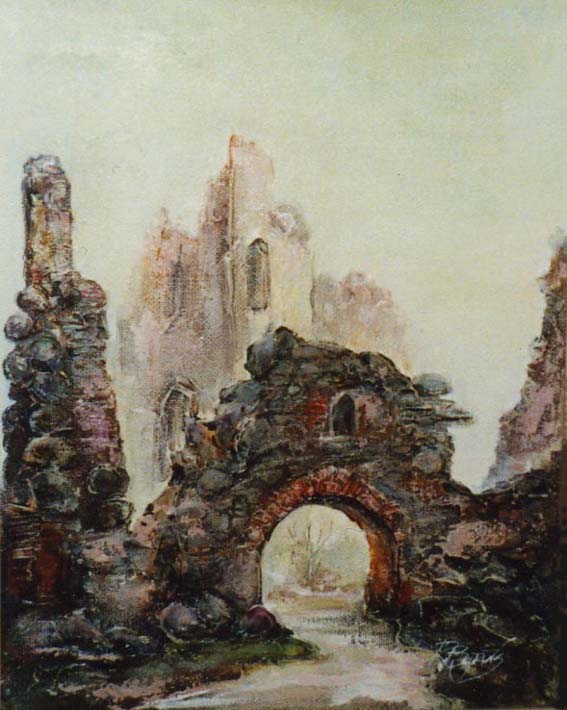 Картина с видом развалин замка